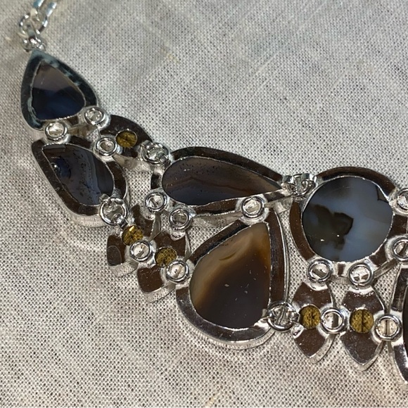 Earthy Botswana Agate + Lemon Citrine statement cluster necklace - Picture 5 of 15